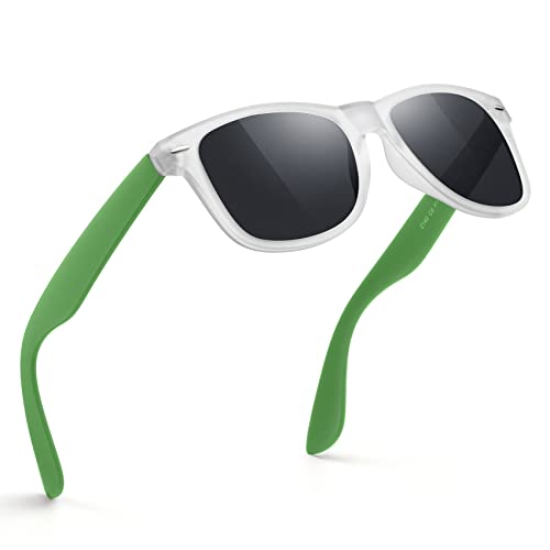 A50-translucent / Black / Green Color Polarized Square Sunglasses – UV Blocking Driving Shades
