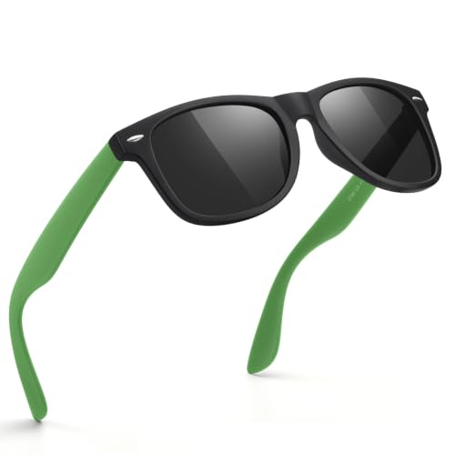 A41-matte Black / Black / Green Color Polarized Square Sunglasses – UV Blocking Driving Shades
