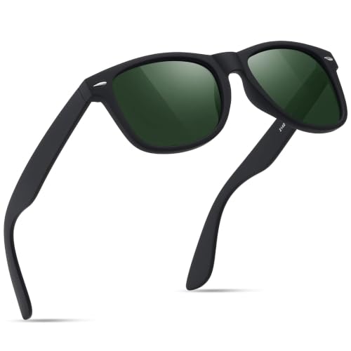 A15-matte Black / Green Color Polarized Square Sunglasses – UV Blocking Driving Shades
