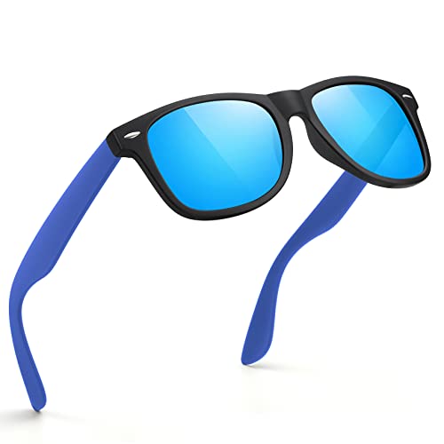 A37-matte Black / Blue Color Polarized Square Sunglasses – UV Blocking Driving Shades