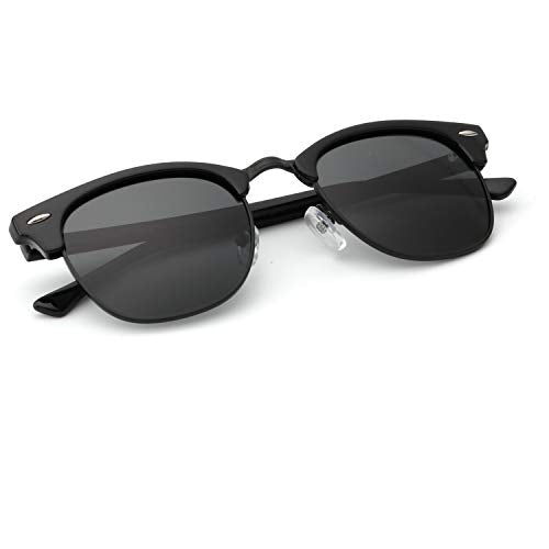 C02-glossy Black | Black Rim Color Polarized Semi-Rimless Sunglasses for Men and Women