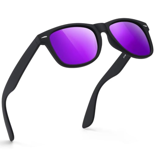 A26-matte Black / Purple Color Polarized Square Sunglasses – UV Blocking Driving Shades