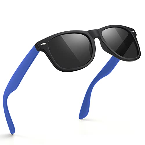 A33-matte Black / Black / Blue Color Polarized Square Sunglasses – UV Blocking Driving Shades