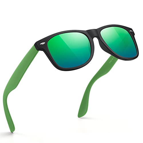 A46-matte Black / Green Color Polarized Square Sunglasses – UV Blocking Driving Shades
