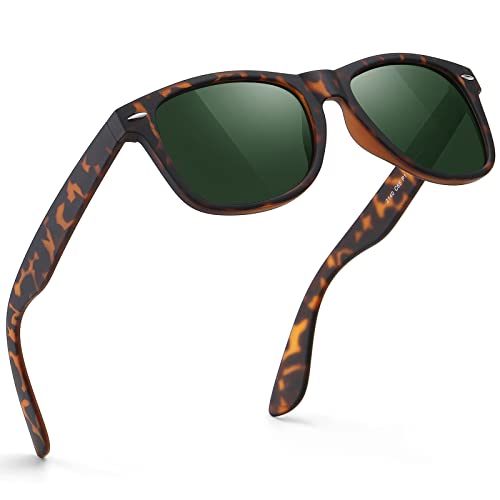 A24-matte Leopard / Green Color Polarized Square Sunglasses – UV Blocking Driving Shades