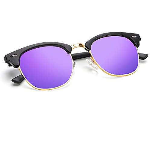 C05-matte Black | Gold Rim Color Polarized Semi-Rimless Sunglasses for Men and Women