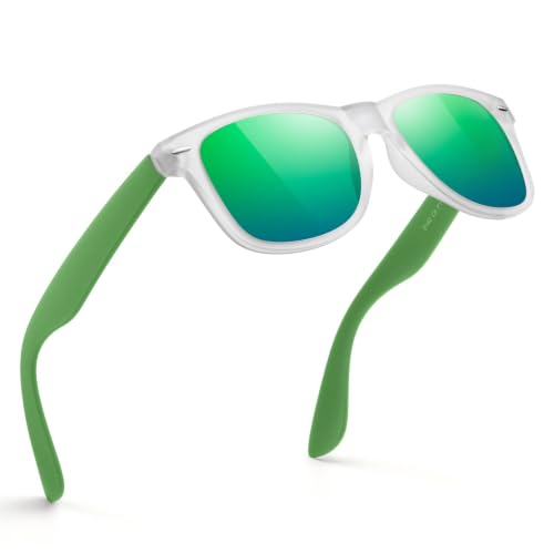 A43-translucent / Green Color Polarized Square Sunglasses – UV Blocking Driving Shades