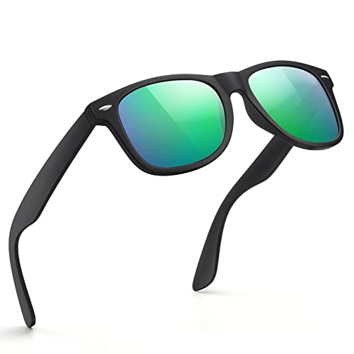 A18-matte Black / Bright Green Color Polarized Square Sunglasses – UV Blocking Driving Shades