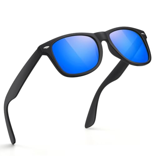 A02-matte Black / Blue Color Polarized Square Sunglasses – UV Blocking Driving Shades