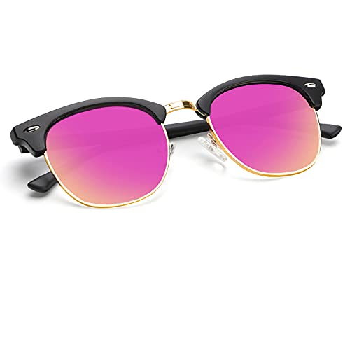 C09-matte Black | Gold Rim Color Polarized Semi-Rimless Sunglasses for Men and Women