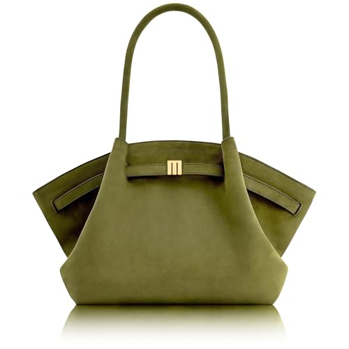 Green Color Vegan Leather Tote Shoulder Bag For Women