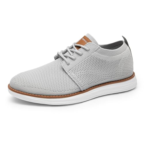 Grey Color Men's Knit Casual Dress Sneakers – Lightweight Comfort