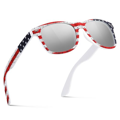 A45-flag / Silver Color Polarized Square Sunglasses – UV Blocking Driving Shades