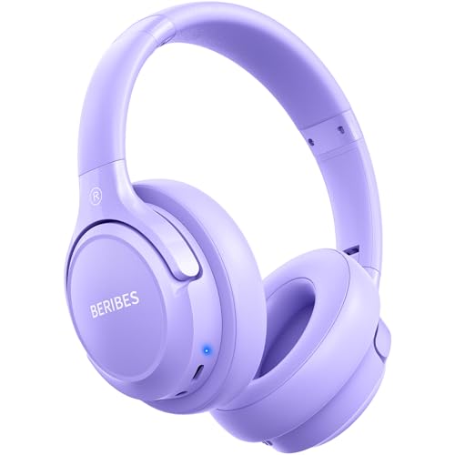 Purple Color Wireless Over-Ear Bluetooth Headphones – 65H Playtime, 6 EQ