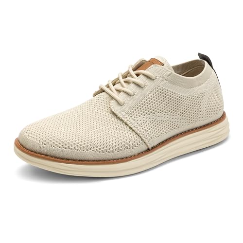 Apricot Color Men's Knit Casual Dress Sneakers – Lightweight Comfort