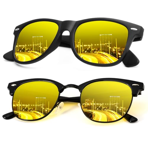 B23-(2 Pack) Black / Glossy Black Color Polarized Semi-Rimless Sunglasses for Men and Women