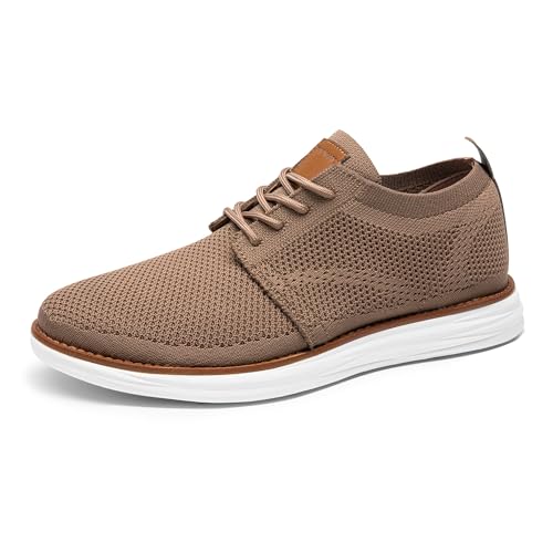 Light/Brown Color Men's Knit Casual Dress Sneakers – Lightweight Comfort