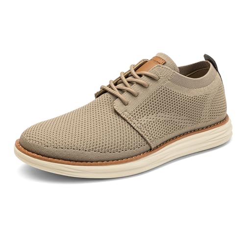 Khaki Color Men's Knit Casual Dress Sneakers – Lightweight Comfort