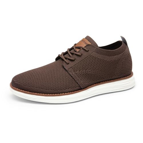 Brown Color Men's Knit Casual Dress Sneakers – Lightweight Comfort