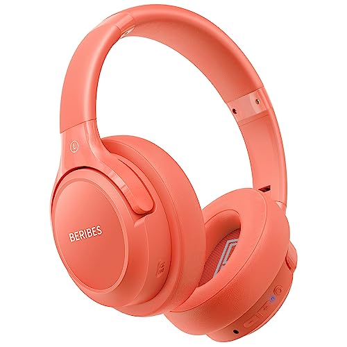 Orange red Color Wireless Over-Ear Bluetooth Headphones – 65H Playtime, 6 EQ