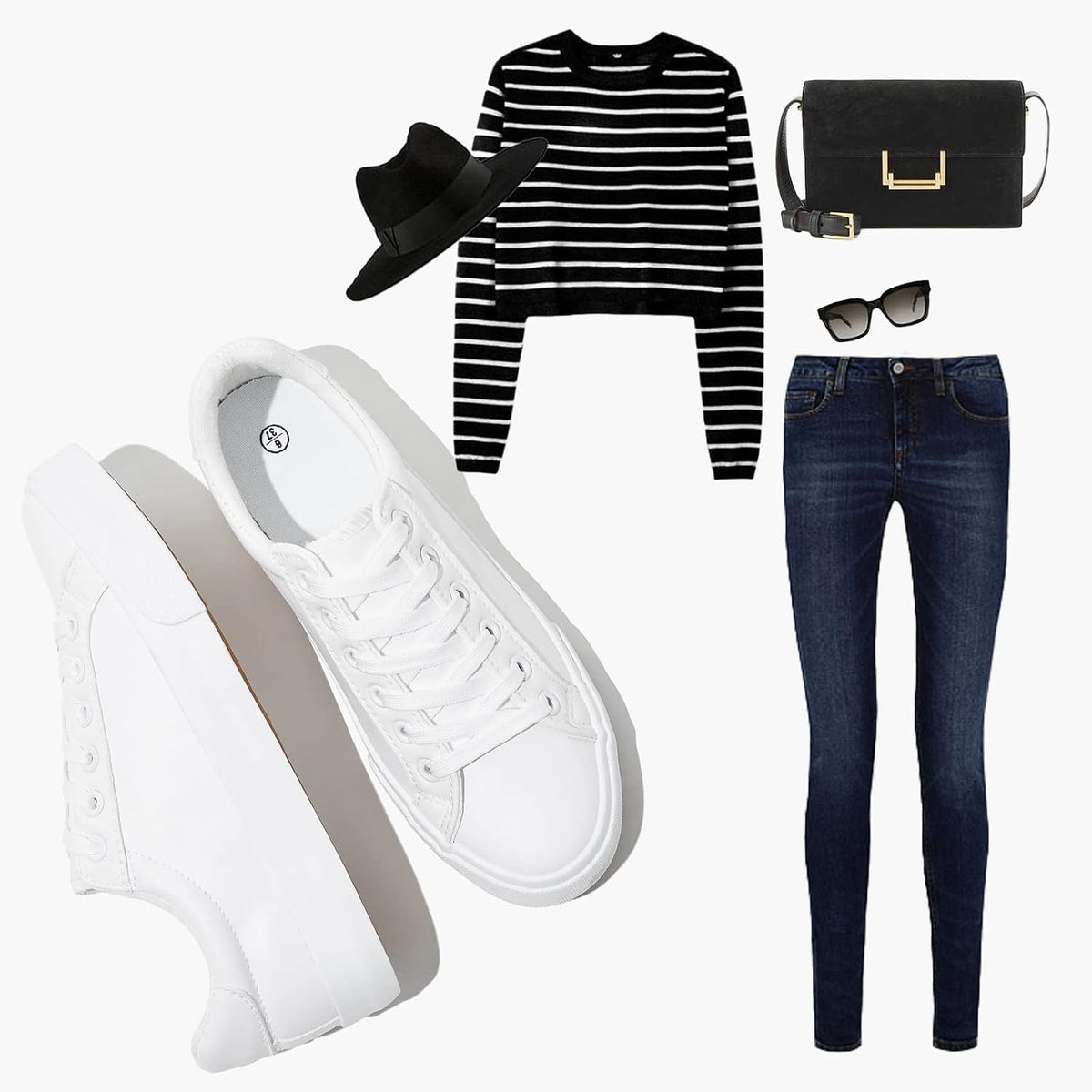 Women’s White PU Tennis Sneakers – Water-Resistant & Comfy
