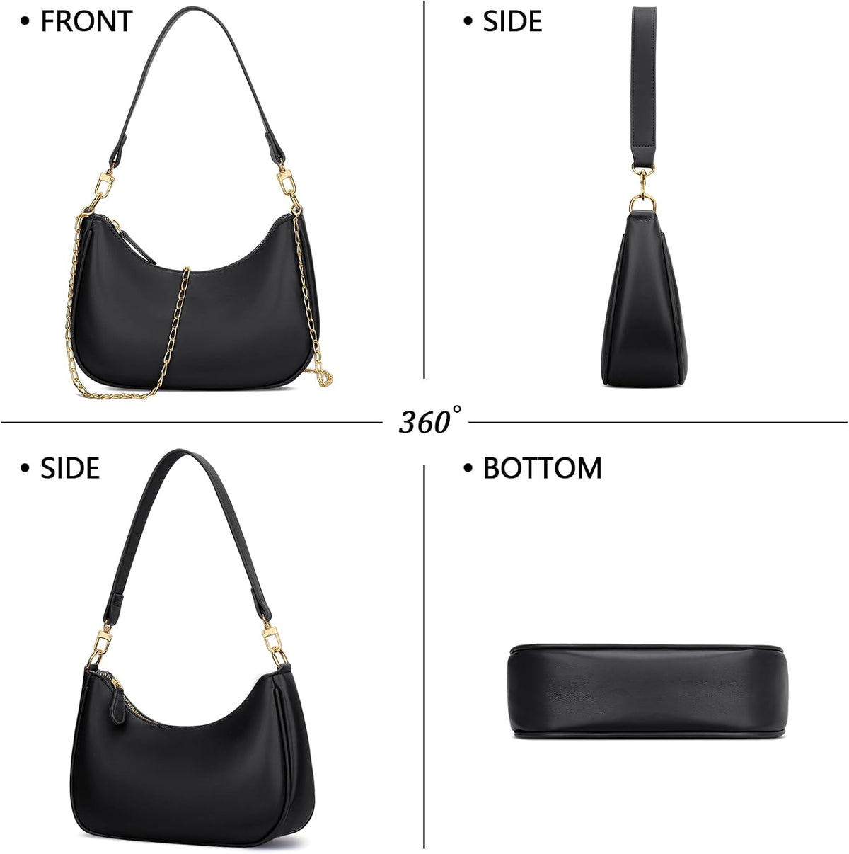 Women’s PU Leather Shoulder Bag With Chain Strap