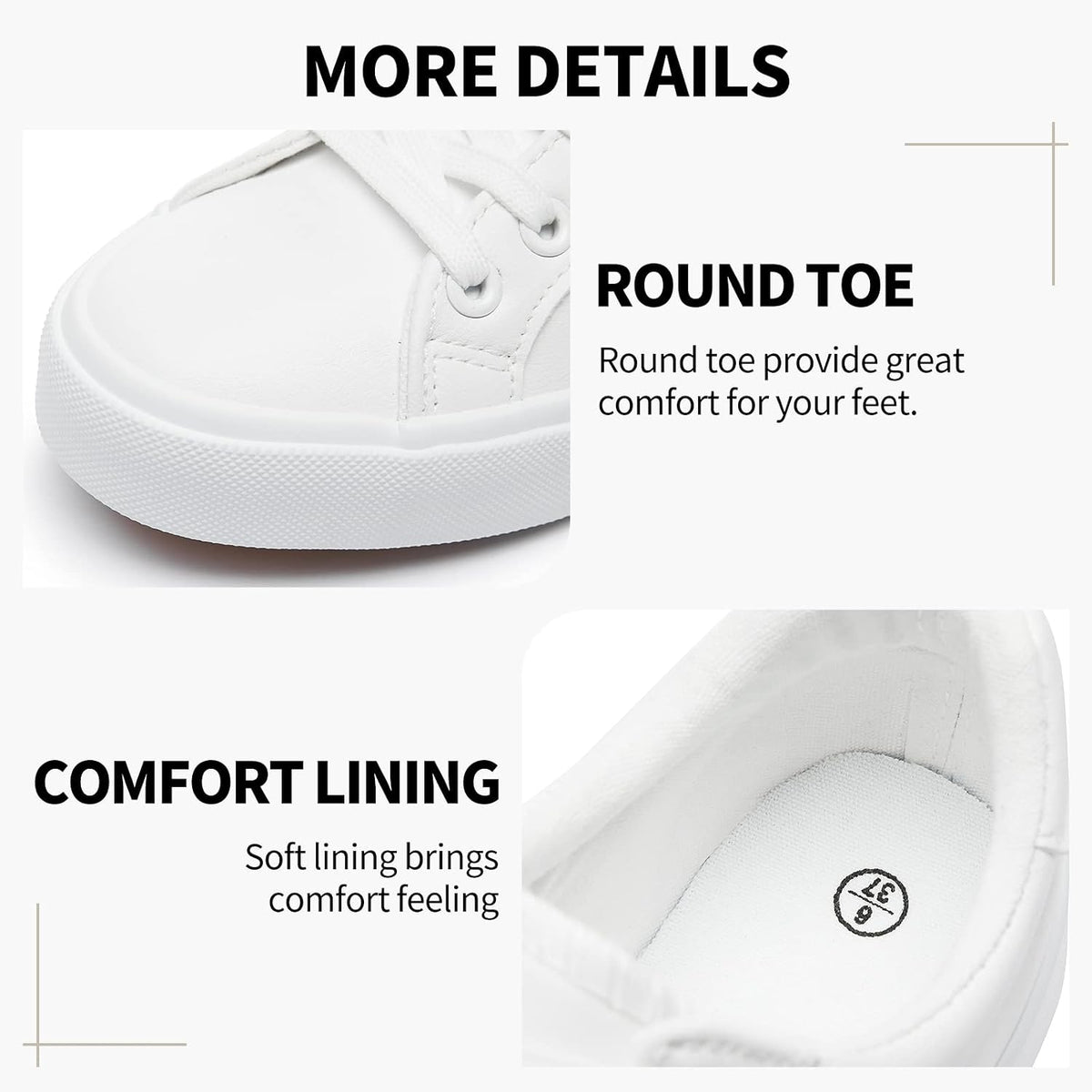 Women’s White PU Tennis Sneakers – Water-Resistant & Comfy