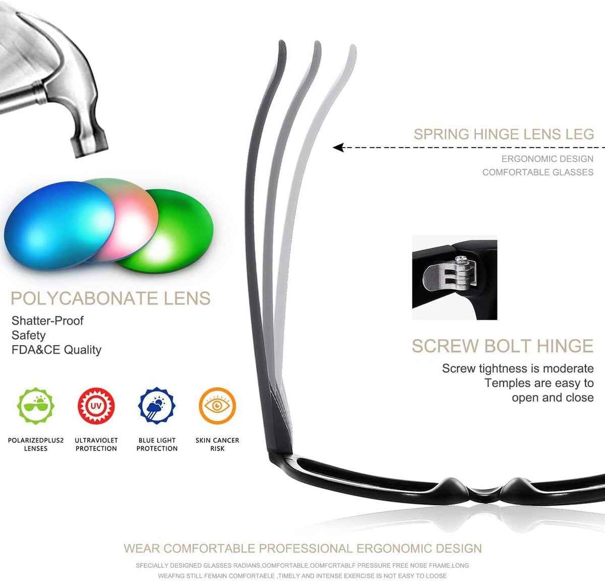 Polarized Square Sunglasses – UV Blocking Driving Shades