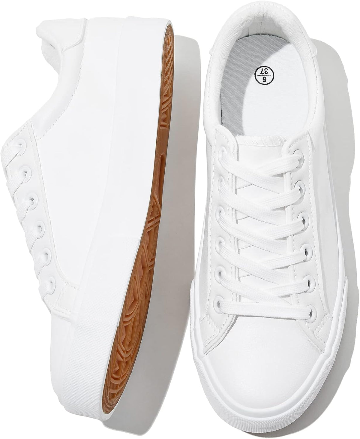 Women’s White PU Tennis Sneakers – Water-Resistant & Comfy