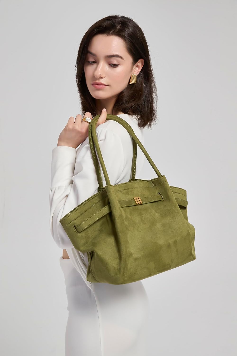 Vegan Leather Tote Shoulder Bag For Women