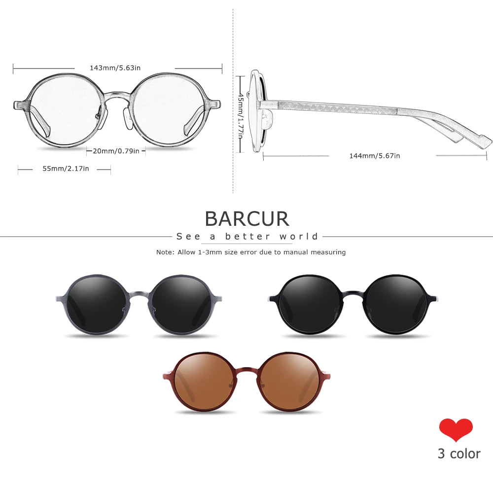 Round Polarized Sunglasses UV400 Aluminum Magnesium Frame