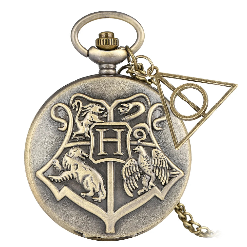 H Color Anime Silver Pocket Watch Pendant – Quartz Necklace Clock