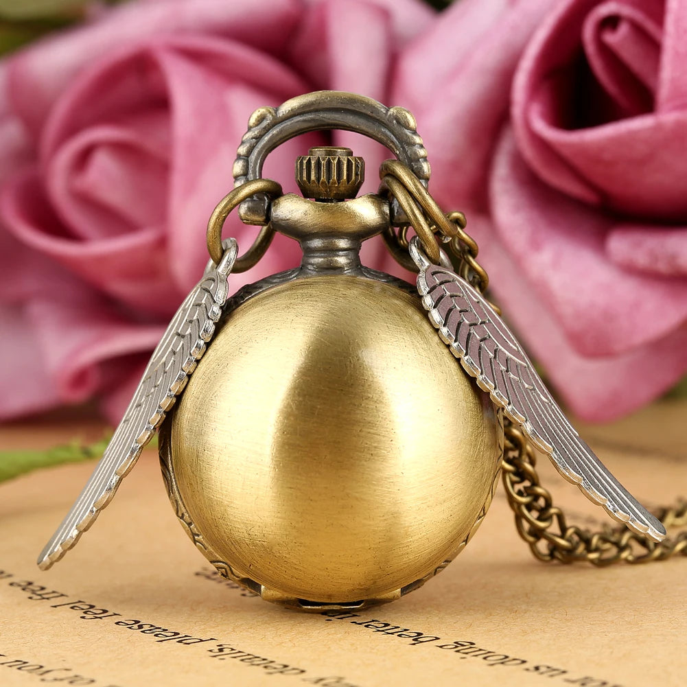 Style 3 Color Vintage Bronze Quartz Pocket Watch With Feather Wings