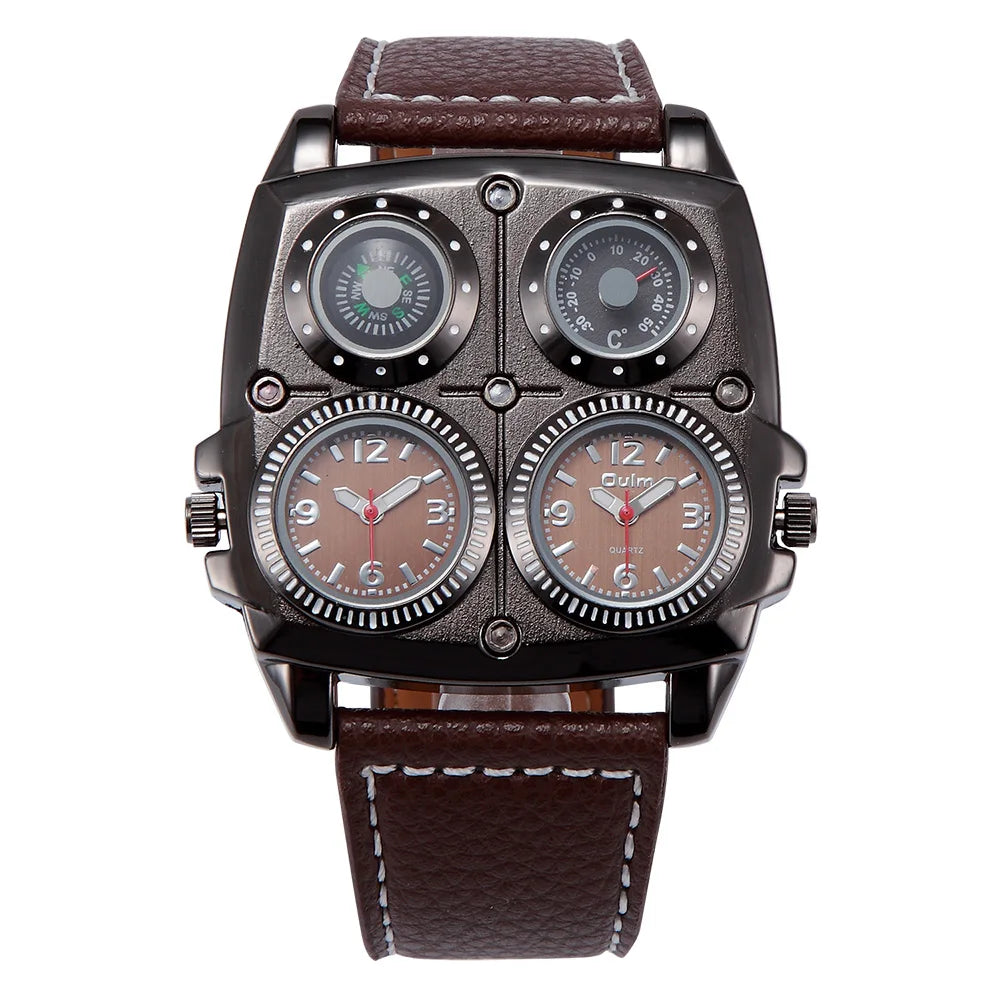 Men’s Dual Time Zone Military Style Quartz Watch