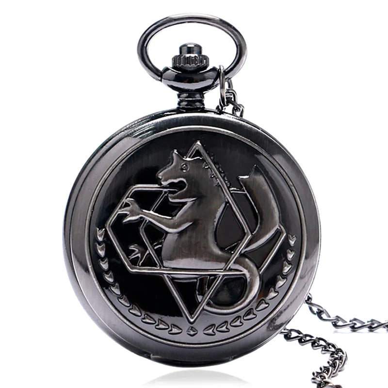Retro Color Anime Silver Pocket Watch Pendant – Quartz Necklace Clock