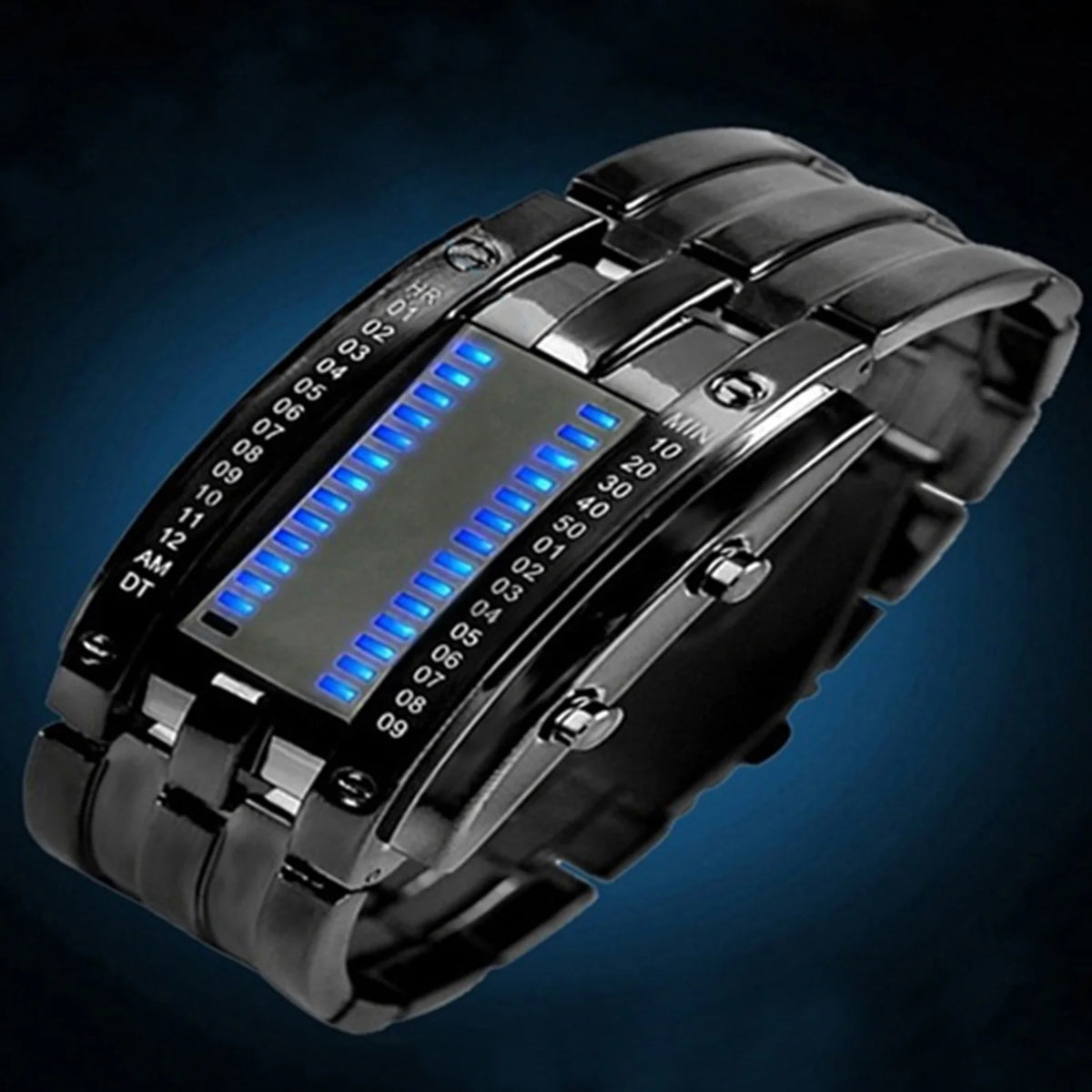 LED Binary Couple Watch With Stainless Steel Band