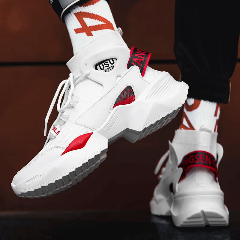 Men’s Breathable High-Top Sneakers – Lightweight Casual