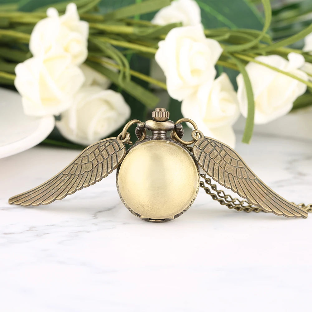 Style 9 Color Vintage Bronze Quartz Pocket Watch With Feather Wings