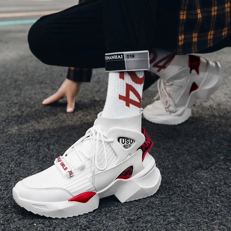 Men’s Breathable High-Top Sneakers – Lightweight Casual