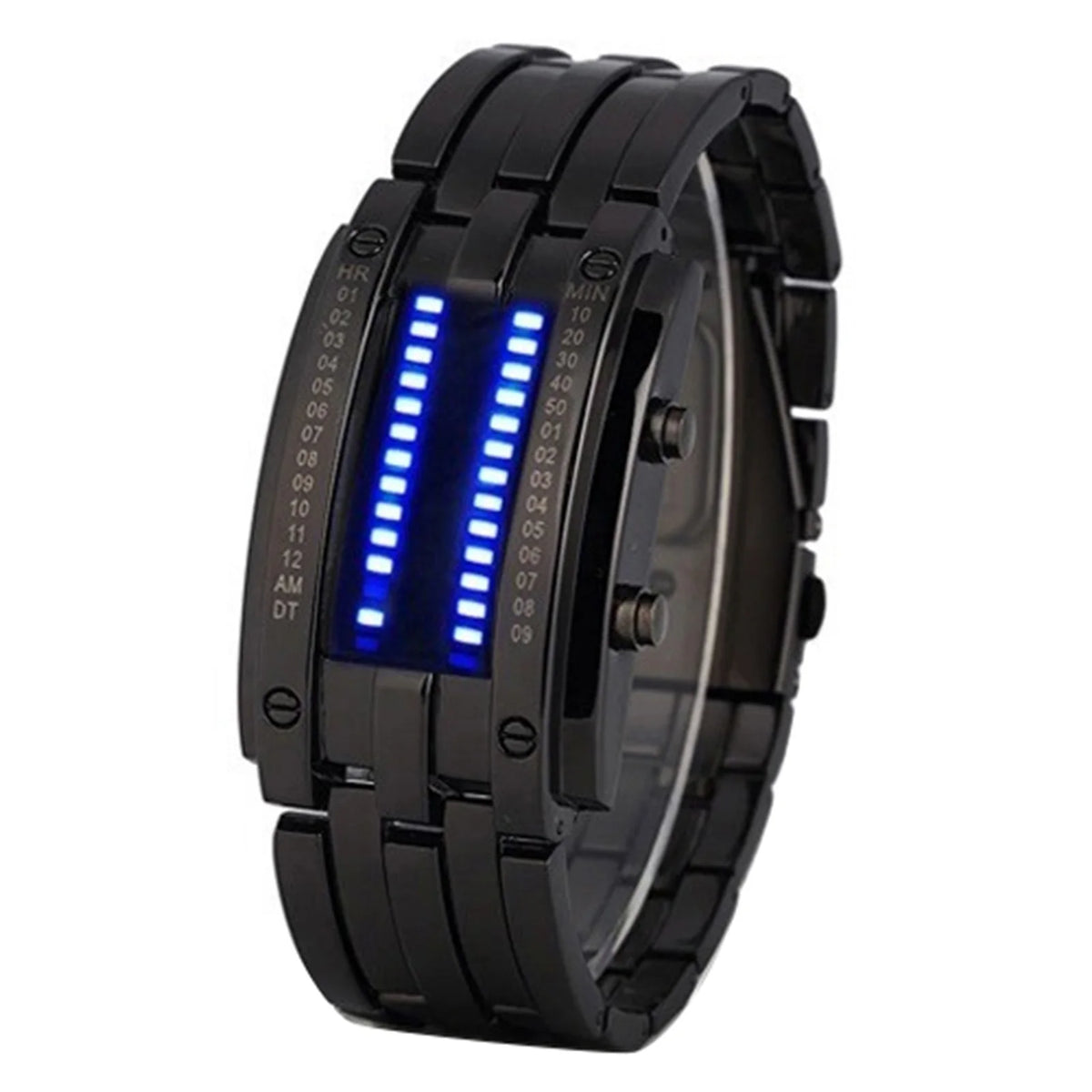 LED Binary Couple Watch With Stainless Steel Band
