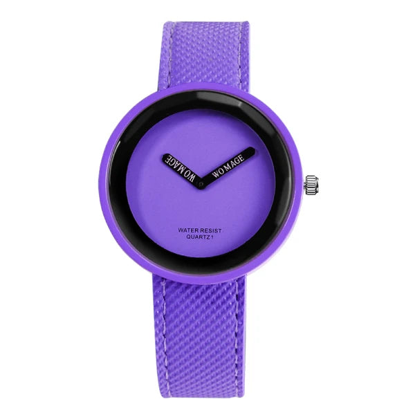 PURPLE Color Women’s Leather Quartz Wrist Watch Fashion Casual