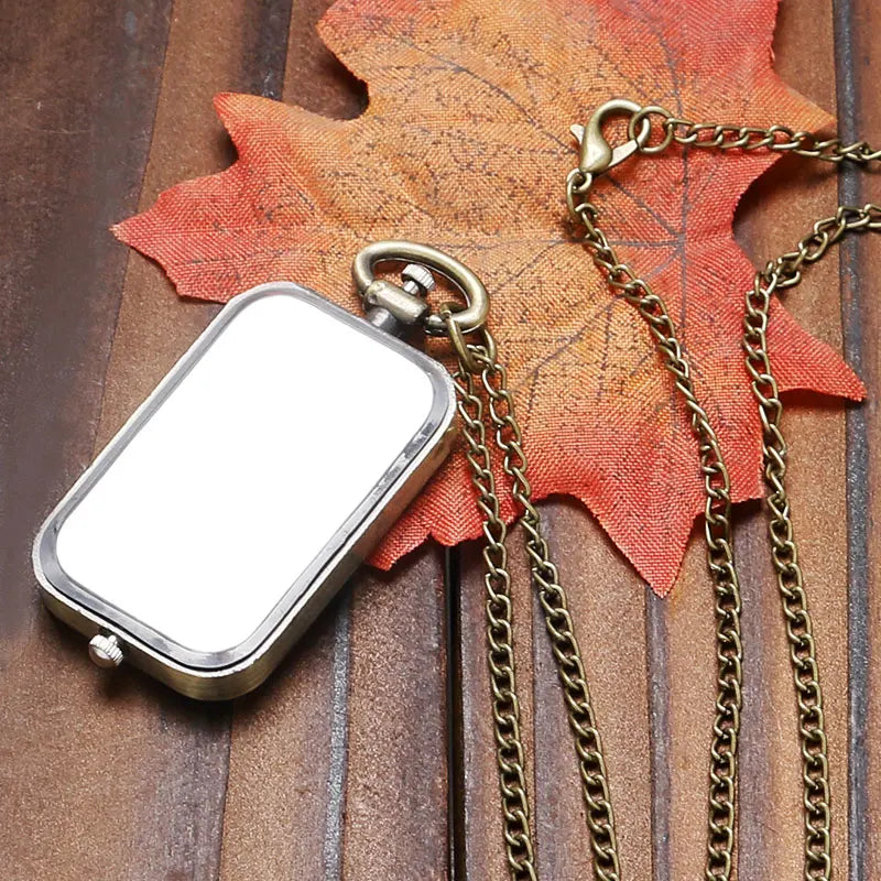 Vintage Quartz Pocket Watch Necklace With Dual Time