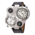 White Color Men’s Dual Time Zone Big Dial Sports Quartz Watch