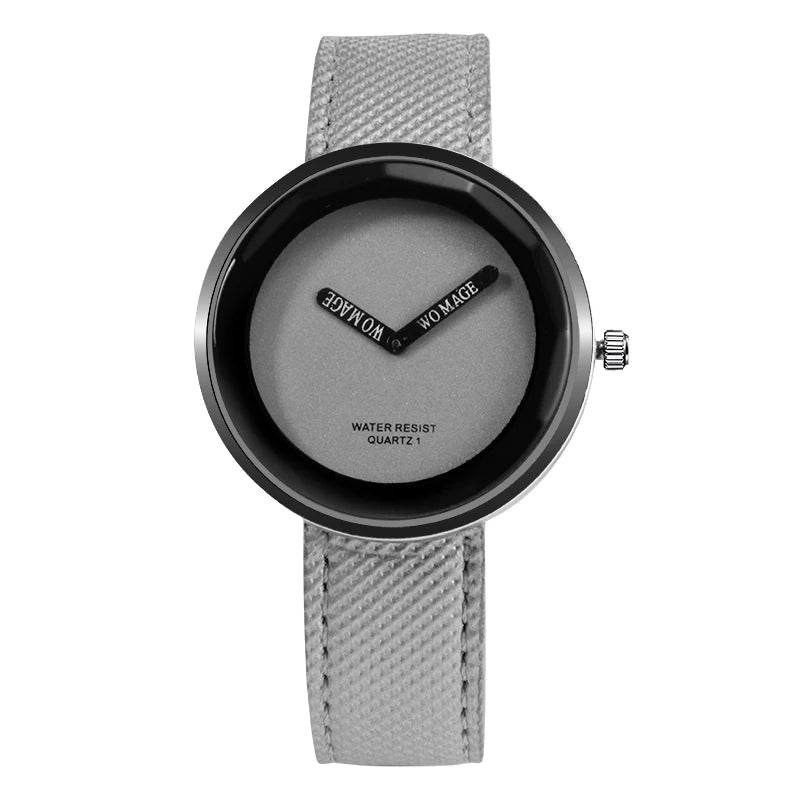 Grey Color Women’s Leather Quartz Wrist Watch Fashion Casual