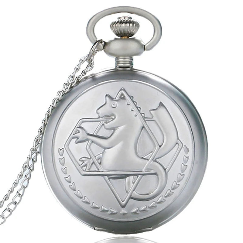 Pearl White Color Anime Silver Pocket Watch Pendant – Quartz Necklace Clock
