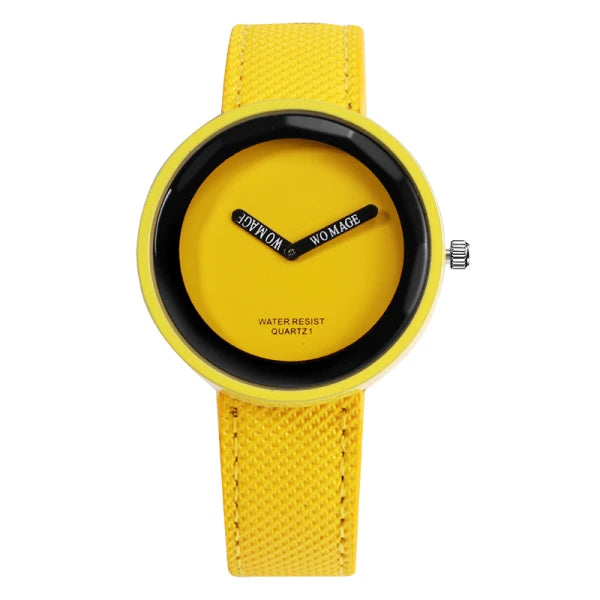 YELLOW Color Women’s Leather Quartz Wrist Watch Fashion Casual