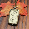 Vintage Quartz Pocket Watch Necklace With Dual Time