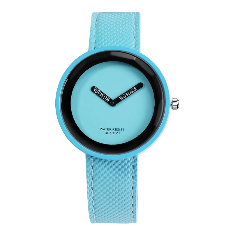 light blue Color Women’s Leather Quartz Wrist Watch Fashion Casual