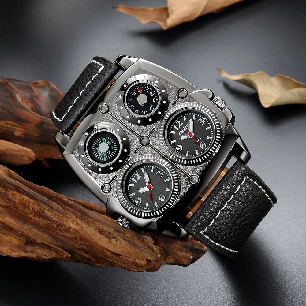 Men’s Dual Time Zone Military Style Quartz Watch