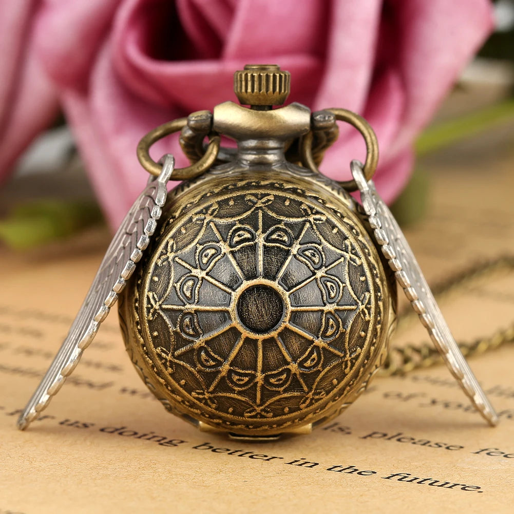 Style 5 Color Vintage Bronze Quartz Pocket Watch With Feather Wings